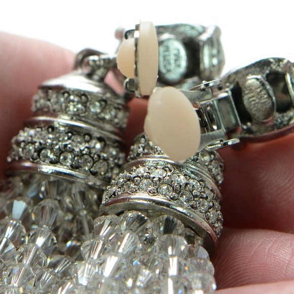 Oscar de la Renta Crystal Tassel Drop Clip Earrings - Picture 10 of 11